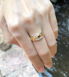 Ruby with Diamond Ring Set in 18 Karat Gold Settings