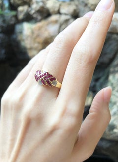 Ruby with Diamond  Ring set in 18 Karat Gold Settings