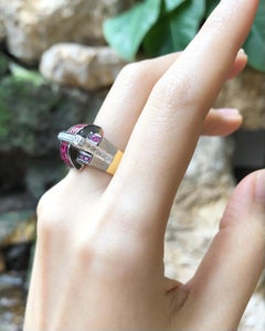 Ruby with Diamond Ring Set in 18 Karat Gold Settings