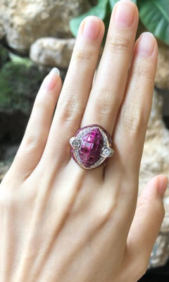 Ruby with Diamond  Ring Set in 18 Karat Gold Settings