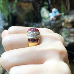 Ruby with Diamond Ring Set in 18 Karat Gold Settings