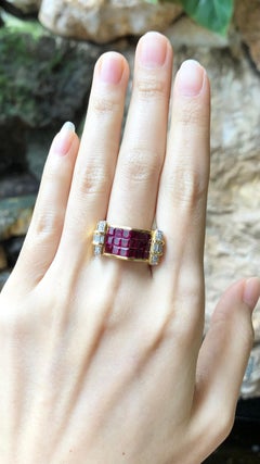 Ruby with Diamond Ring Set in 18 Karat Gold Settings