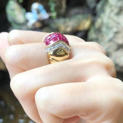 Ruby with Diamond Ring Set in 18 Karat Gold Settings