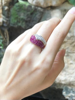 Ruby with Diamond Ring Set in 18 Karat Gold Settings