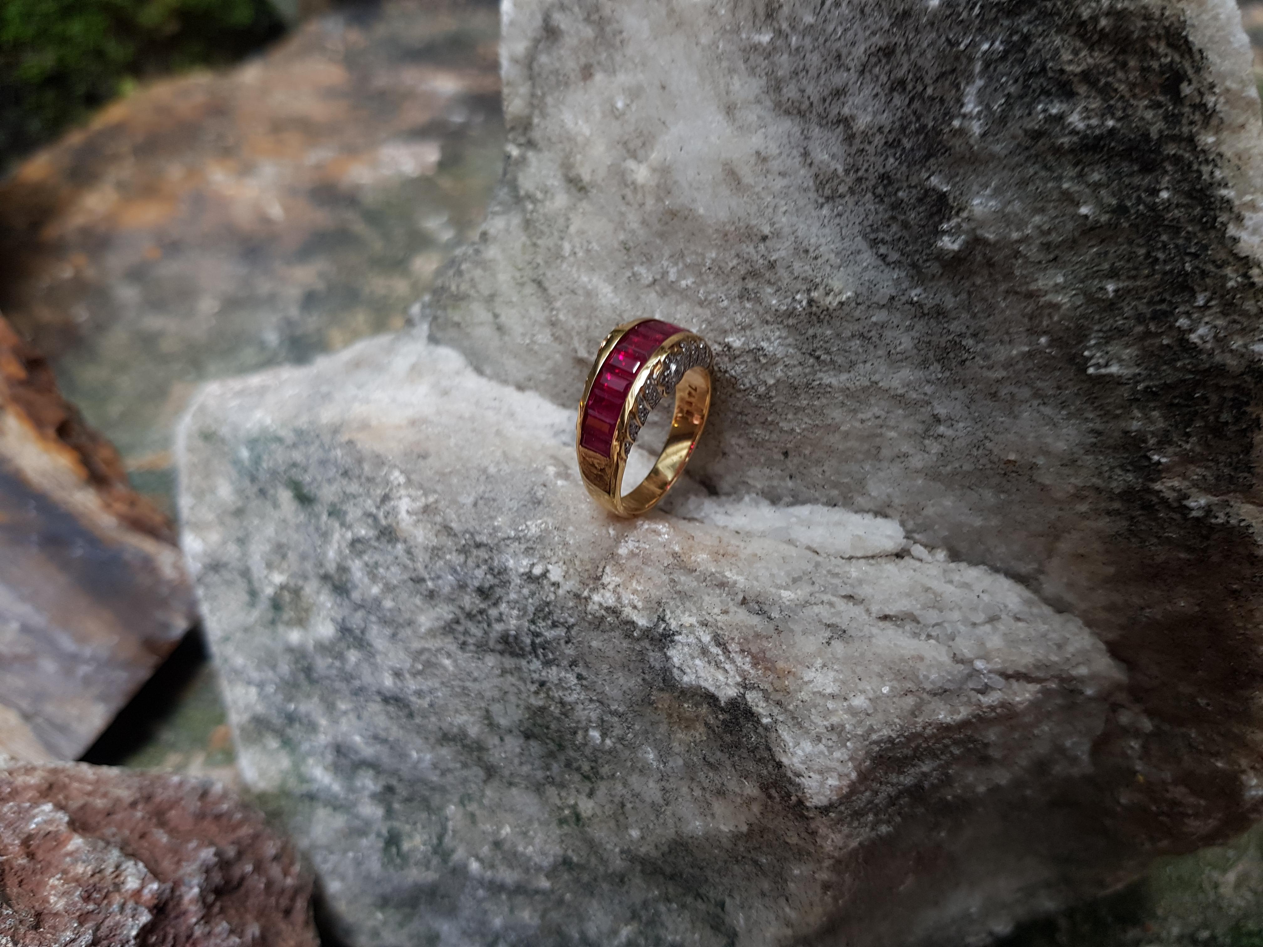 Ruby with Diamond Ring Set in 18 Karat Gold Settings In New Condition In Bangkok, TH