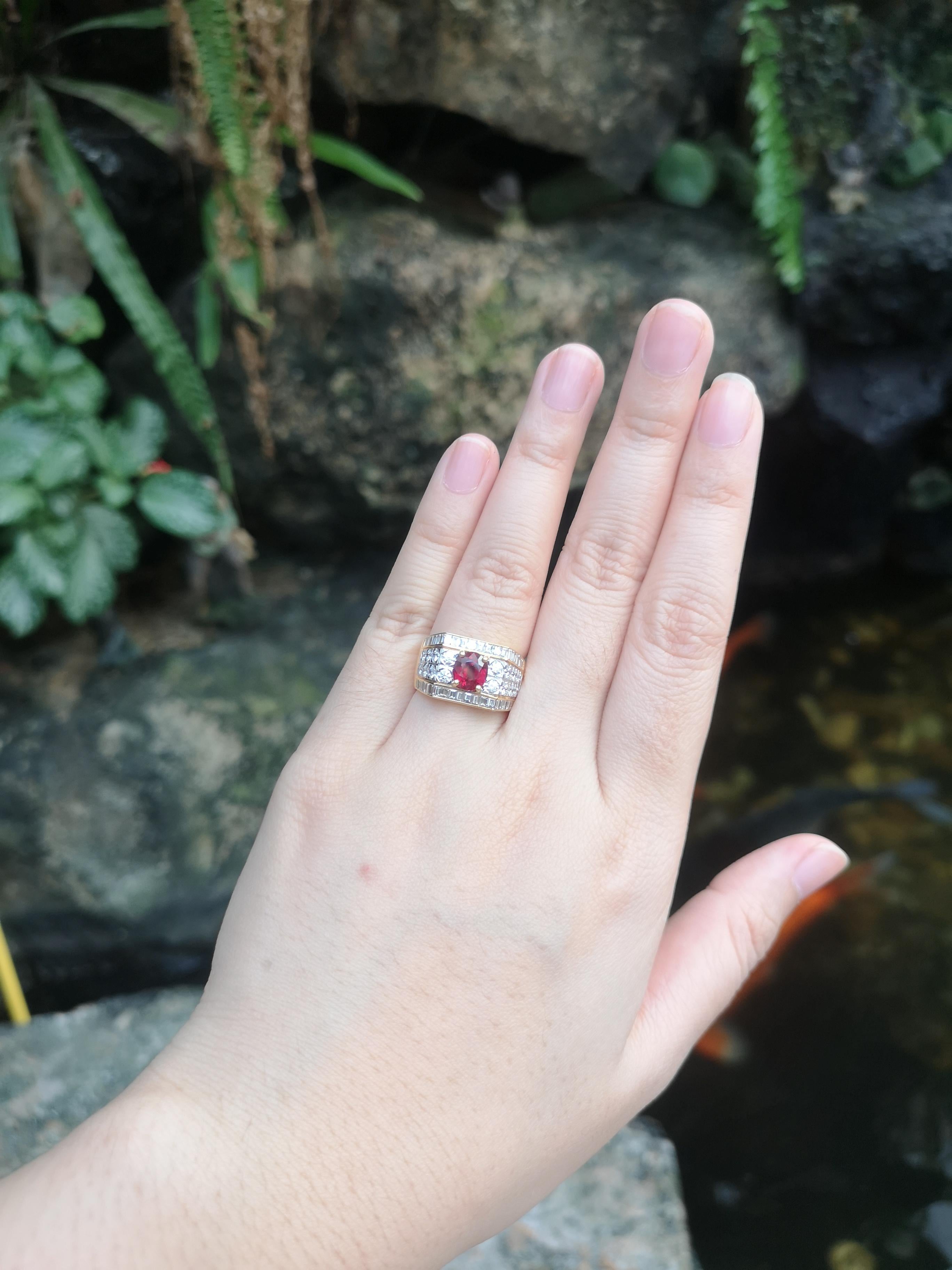 Women's Ruby with Diamond Ring Set in 18 Karat Gold Settings For Sale