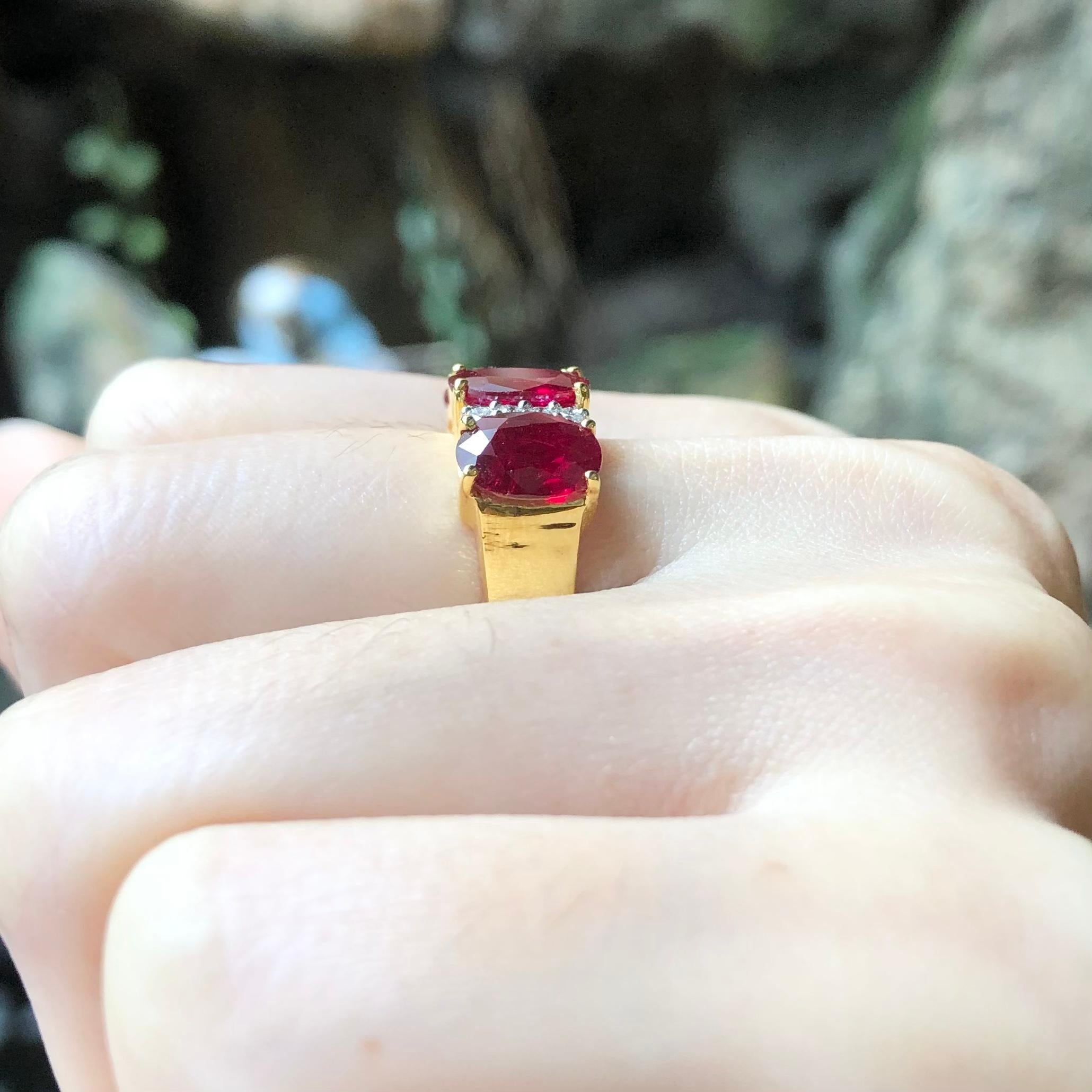 Ruby  with Diamond Ring set in 18 Karat Gold Settings  In New Condition For Sale In Bangkok, TH