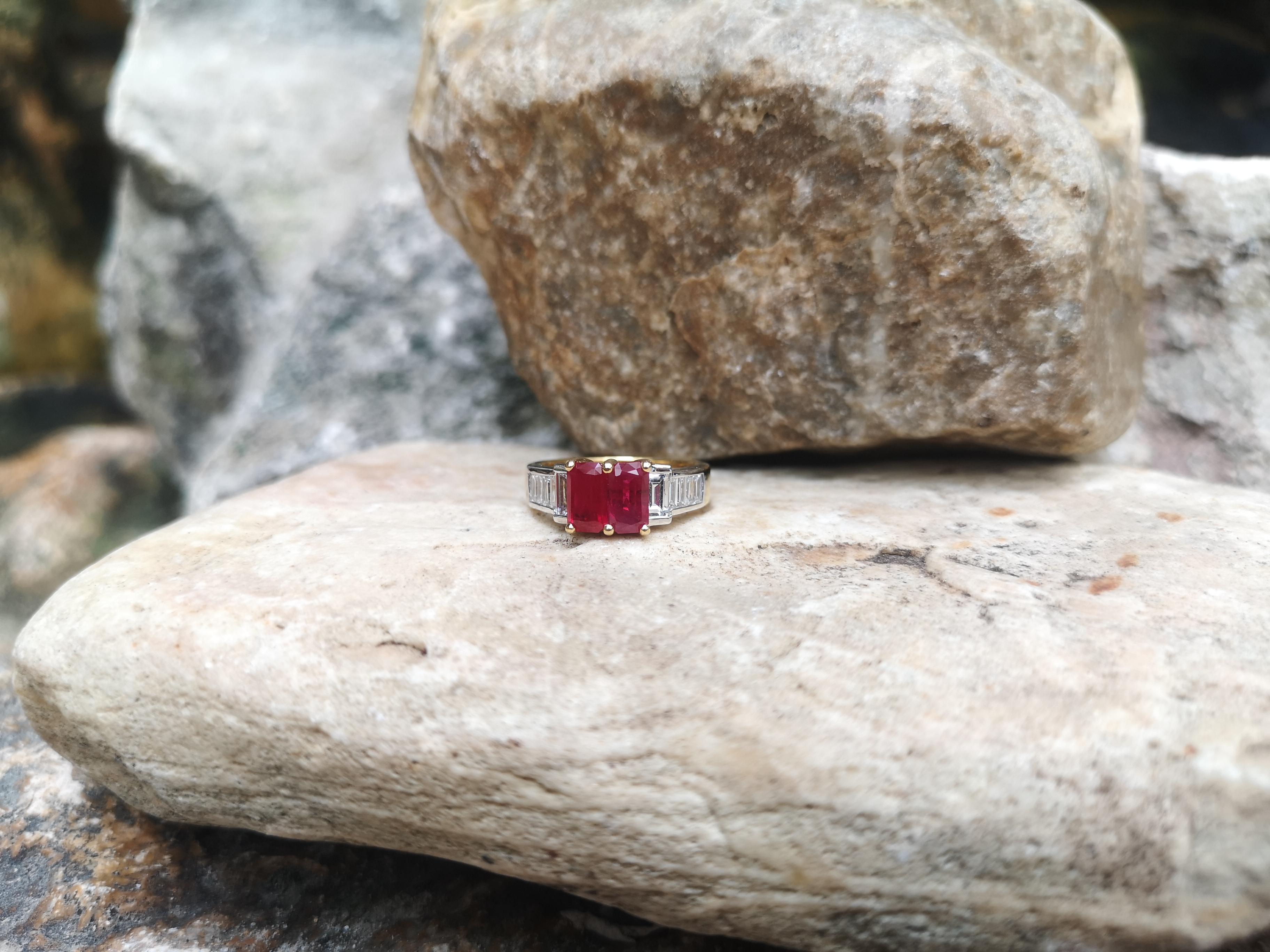 Ruby with Diamond Ring Set in 18 Karat Gold Settings For Sale 2