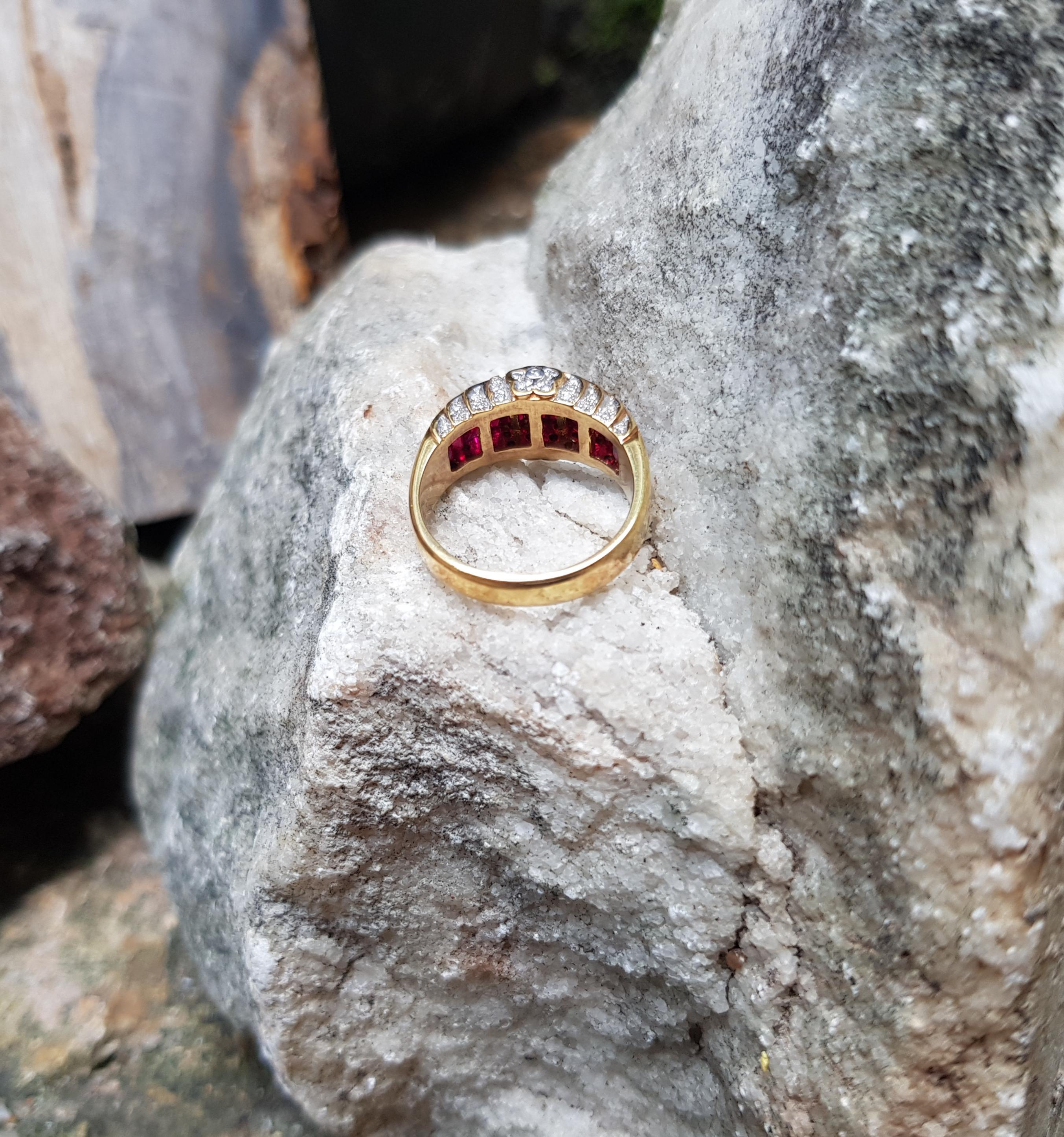 Ruby with Diamond Ring Set in 18 Karat Gold Settings 3