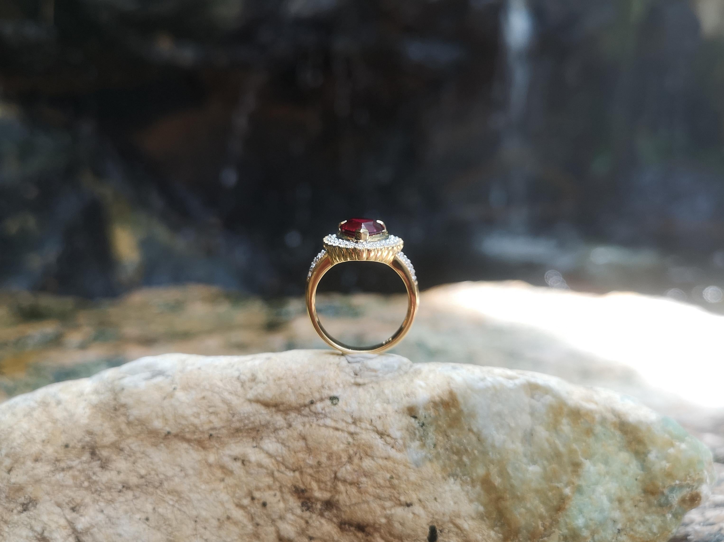 Women's Ruby with Diamond Ring Set in 18 Karat Gold Settings For Sale