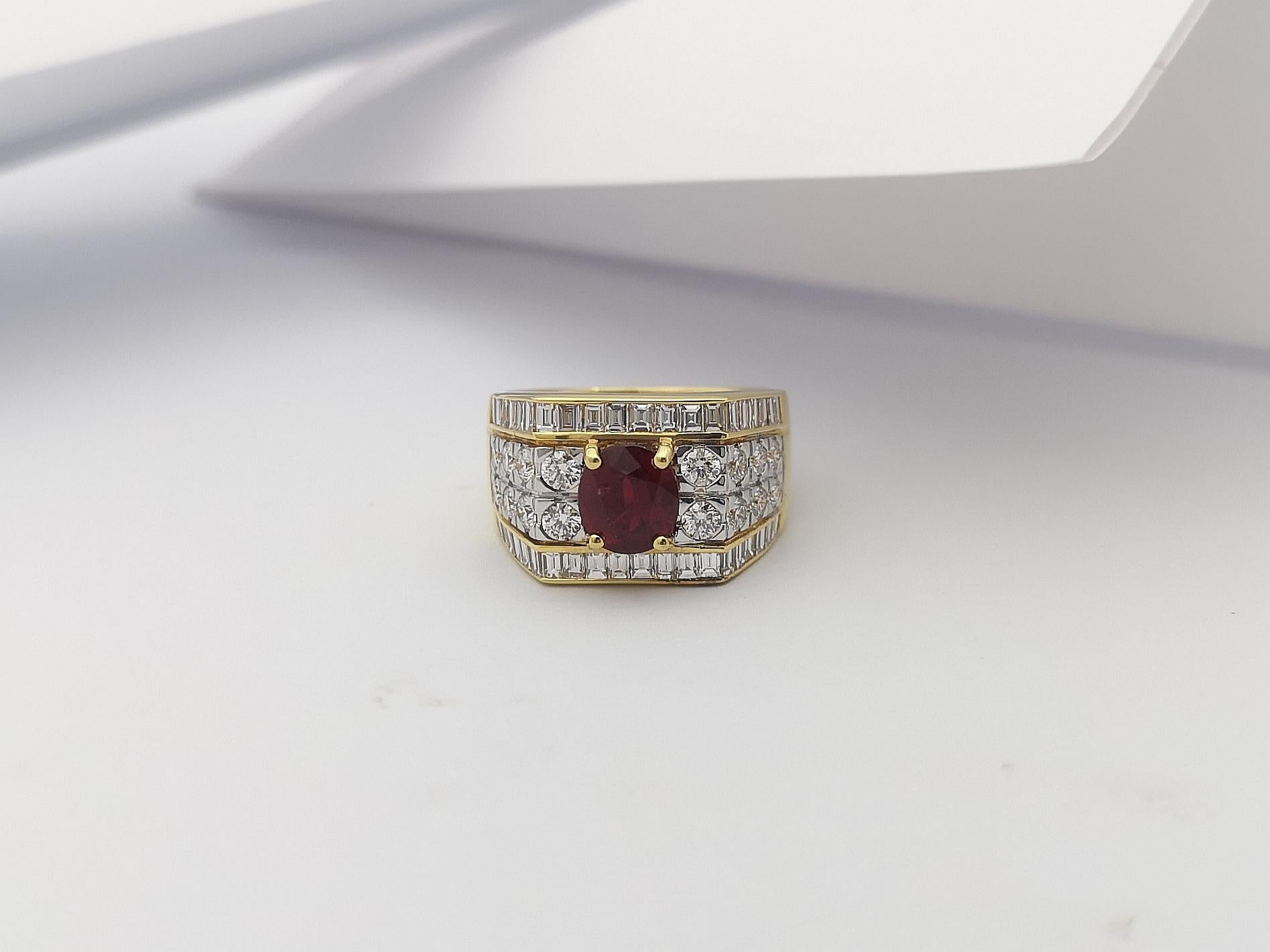 Ruby with Diamond Ring Set in 18 Karat Gold Settings For Sale 2
