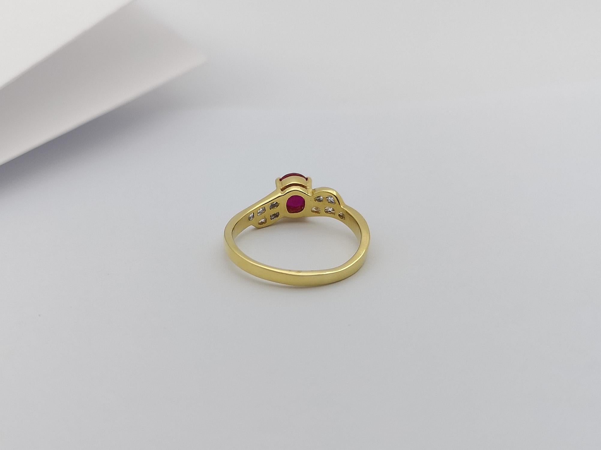 Ruby  with Diamond  Ring set in 18 Karat Gold Settings For Sale 2
