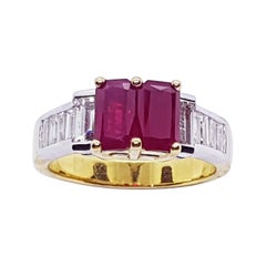 Ruby with Diamond Ring Set in 18 Karat Gold Settings