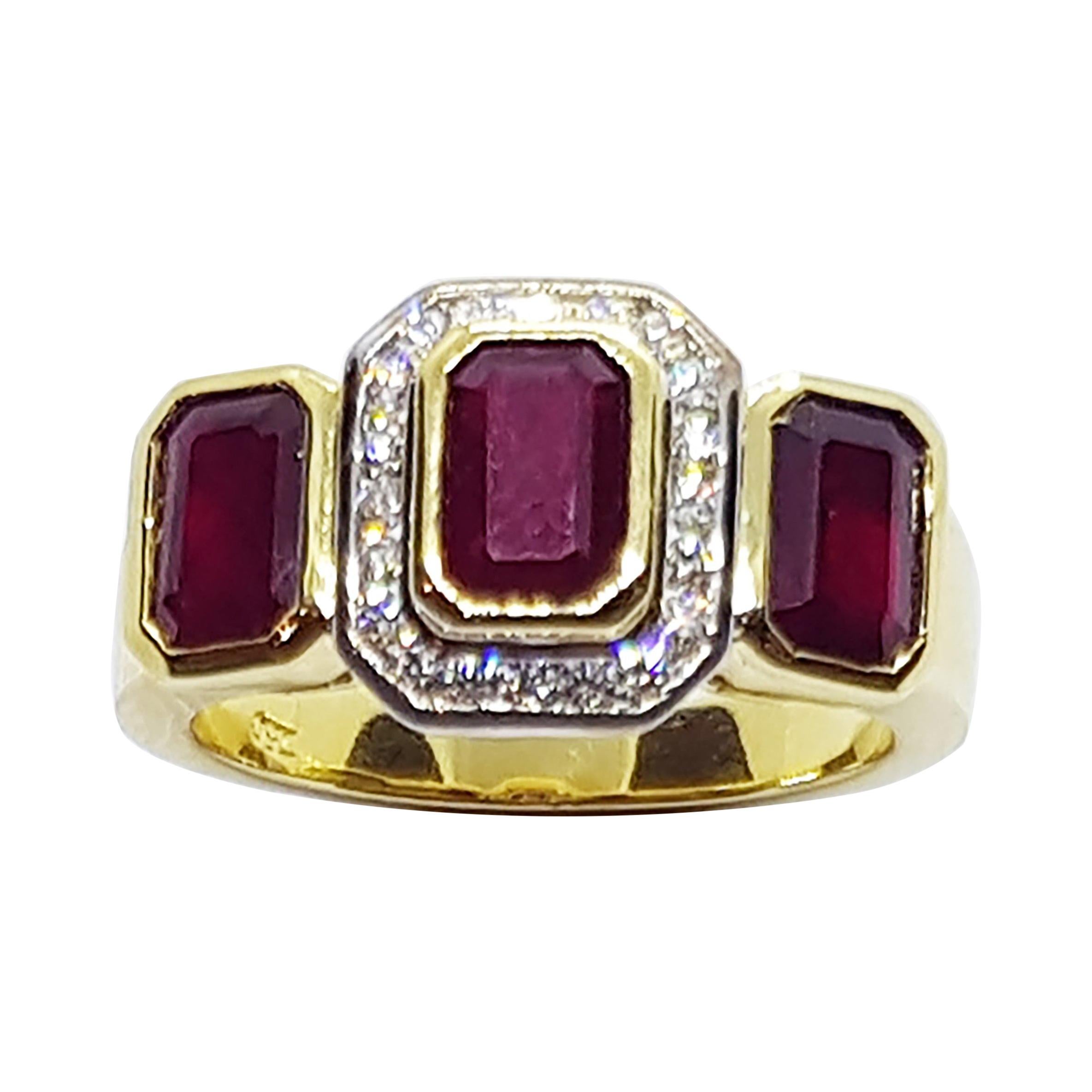 Ruby with Diamond Ring Set in 18 Karat Gold Settings
