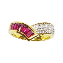 Ruby with Diamond Ring Set in 18 Karat Gold Settings