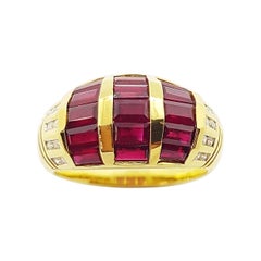 Ruby with Diamond Ring Set in 18 Karat Gold Settings