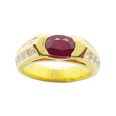 Ruby with Diamond Ring Set in 18 Karat Gold Settings