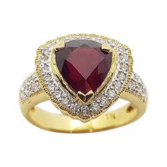 Ruby with Diamond Ring Set in 18 Karat Gold Settings