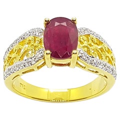 Ruby with Diamond  Ring Set in 18 Karat Gold Settings