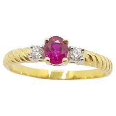 Ruby with Diamond Ring Set in 18 Karat Gold Settings