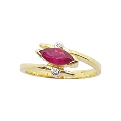 Ruby with Diamond Ring Set in 18 Karat Gold Settings