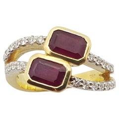 Ruby with Diamond Ring Set in 18 Karat Gold Settings