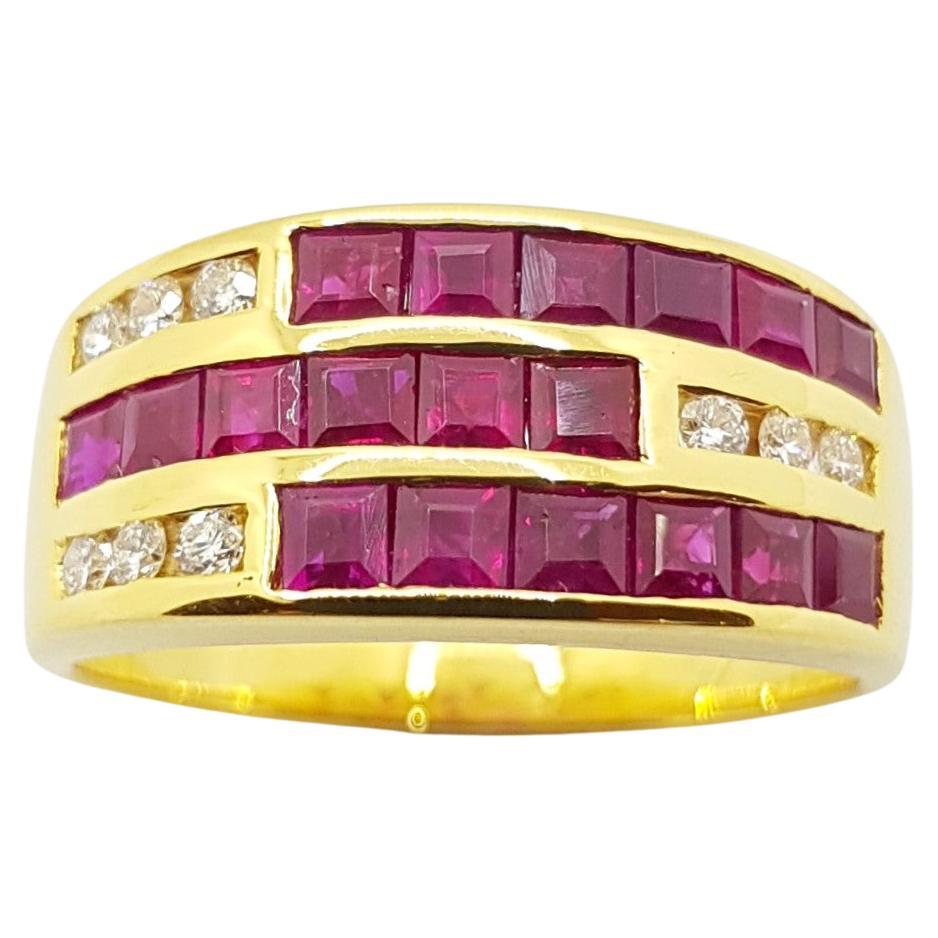 Ruby with Diamond Ring Set in 18 Karat Gold Settings For Sale at 1stDibs