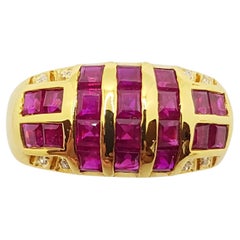 Ruby with Diamond Ring Set in 18 Karat Gold Settings