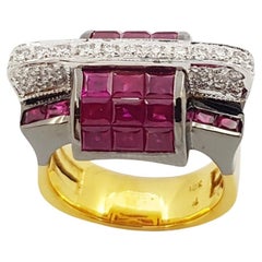 Ruby with Diamond Ring Set in 18 Karat Gold Settings