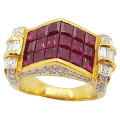 Ruby with Diamond Ring Set in 18 Karat Gold Settings