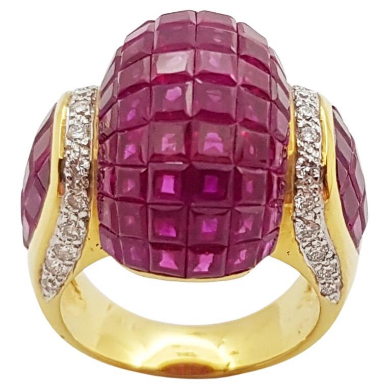 Ruby with Diamond Ring set in 18 Karat Gold Settings