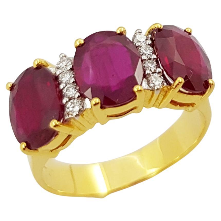 Ruby  with Diamond Ring set in 18 Karat Gold Settings  For Sale