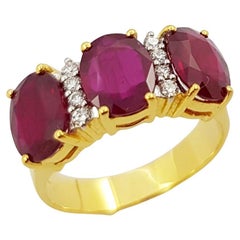 Ruby  with Diamond Ring set in 18 Karat Gold Settings 