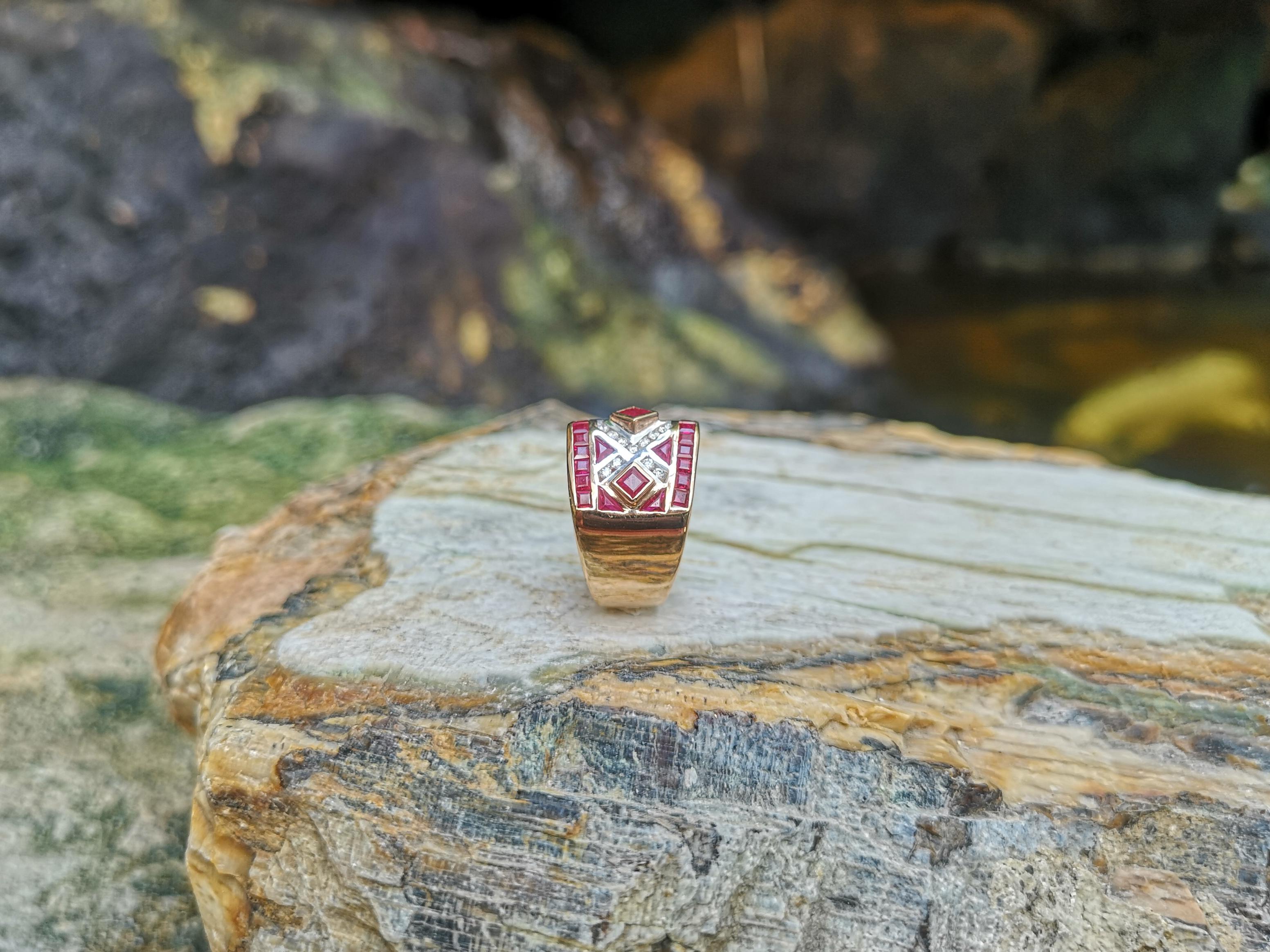 Ruby with Diamond Ring Set in 18 Karat Rose Gold Settings For Sale 6