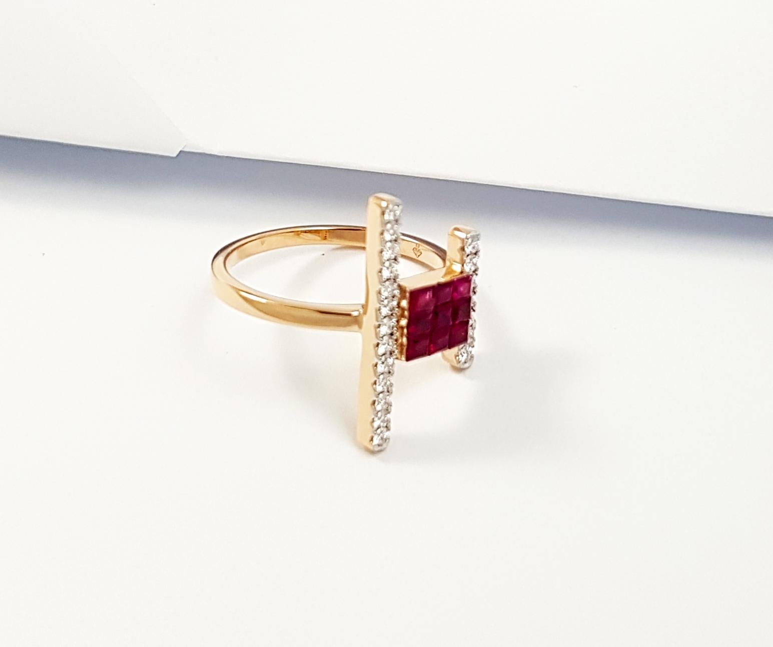 Ruby with Diamond Ring Set in 18 Karat Rose Gold Settings For Sale 5