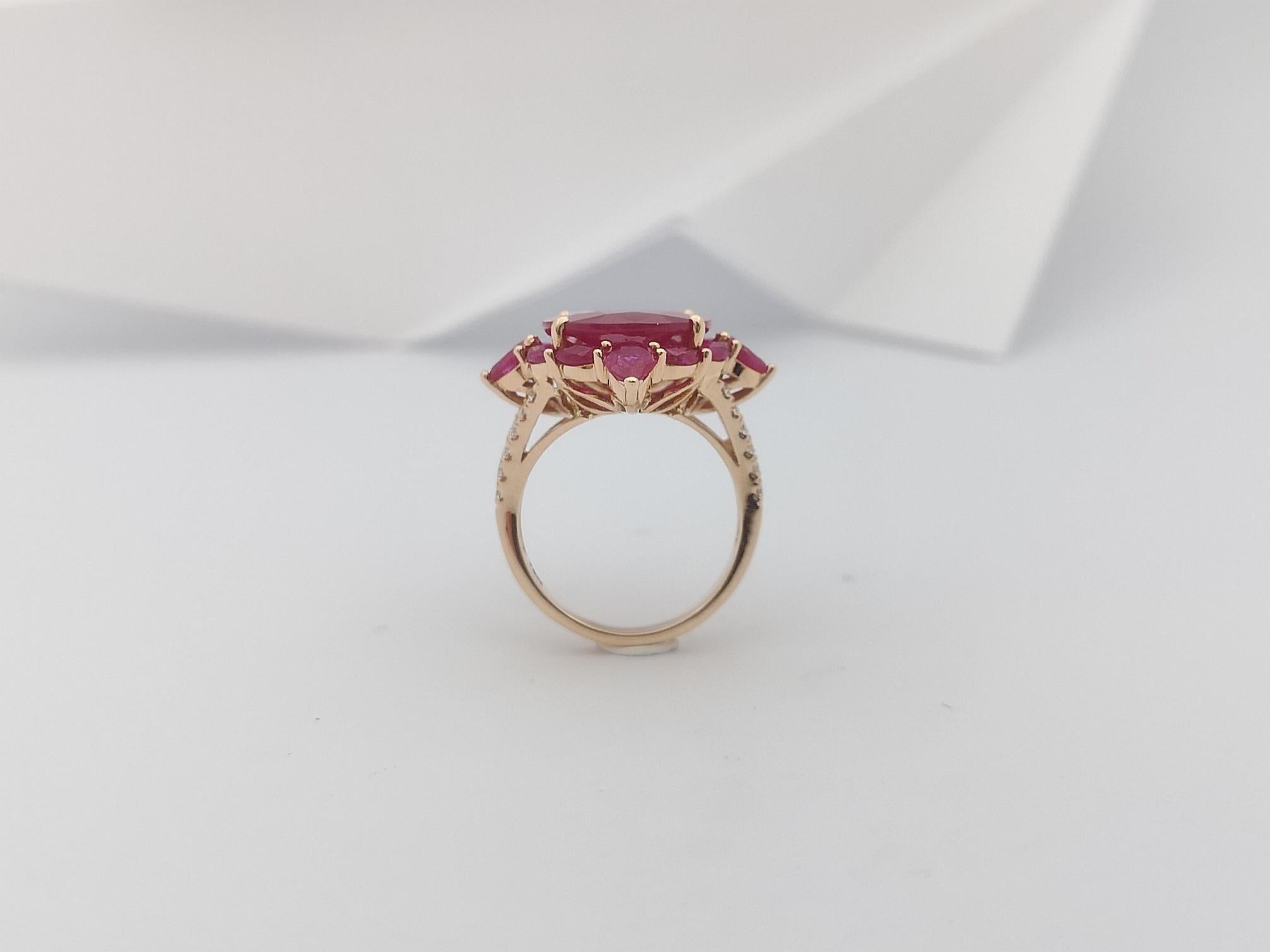 Ruby with Diamond Ring set in 18 Karat Rose Gold Settings For Sale 8