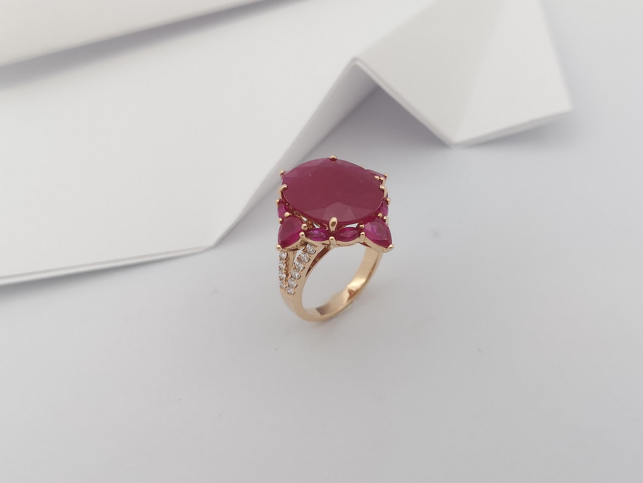 Ruby with Diamond Ring set in 18 Karat Rose Gold Settings For Sale 11
