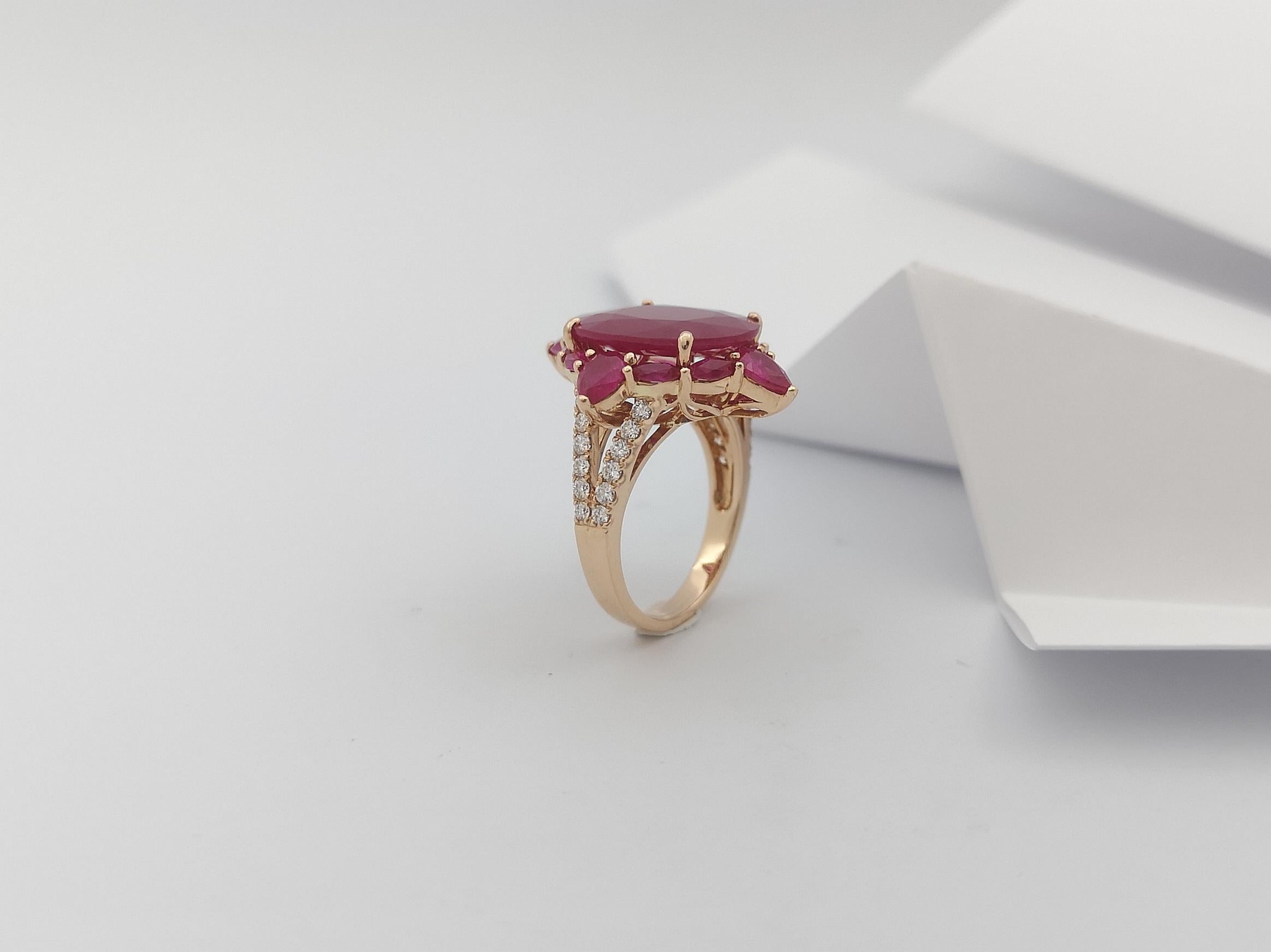 Ruby with Diamond Ring set in 18 Karat Rose Gold Settings For Sale 12