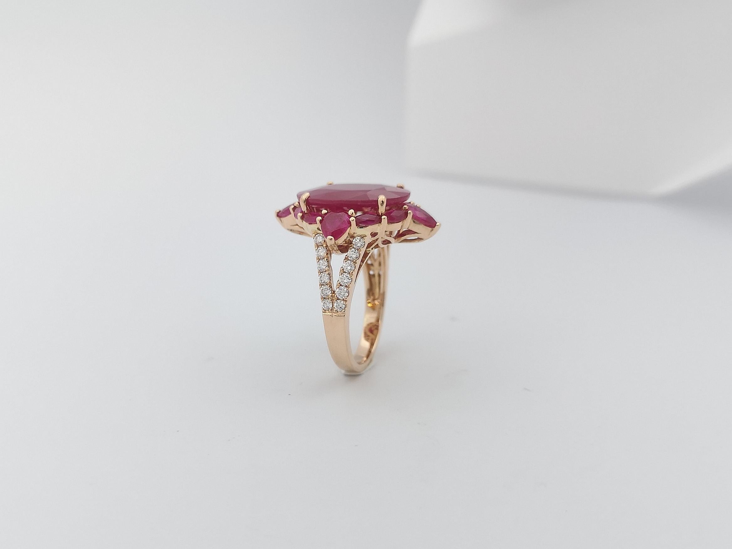 Ruby with Diamond Ring set in 18 Karat Rose Gold Settings For Sale 13