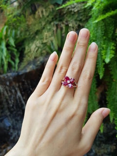 Ruby with Diamond Ring Set in 18 Karat Rose Gold Settings