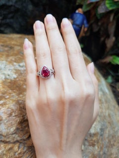 Ruby with Diamond Ring Set in 18 Karat Rose Gold Settings