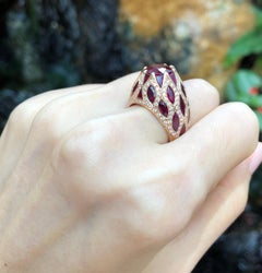 Ruby with Diamond Ring set in 18 Karat Rose Gold Settings