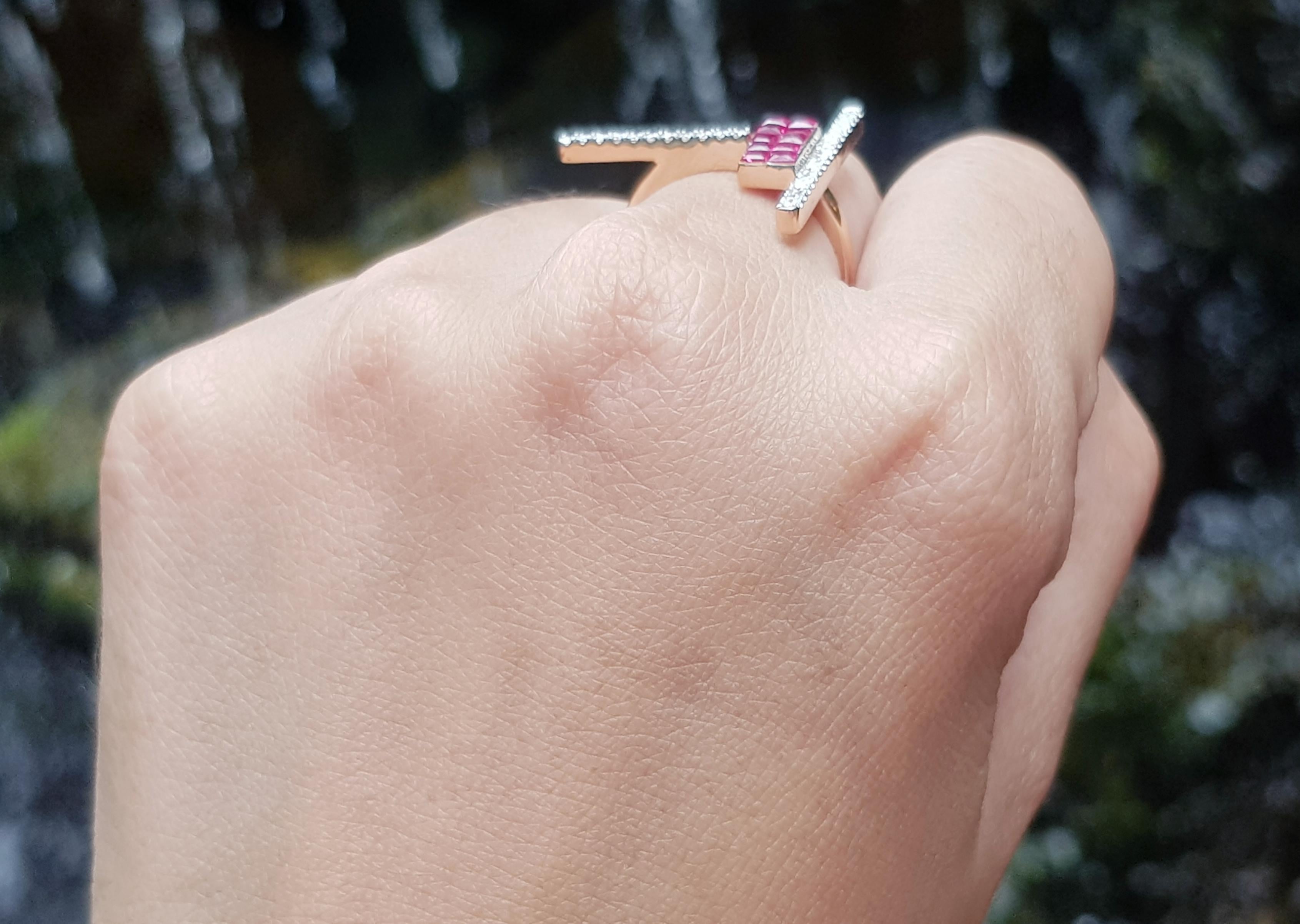 Ruby 0.68 carat with Diamond 0.29 carat Ring set in 18 Karat Rose Gold Settings

Width:  2.7 cm 
Length: 2.4 cm
Ring Size: 55
Total Weight: 4.68 grams



