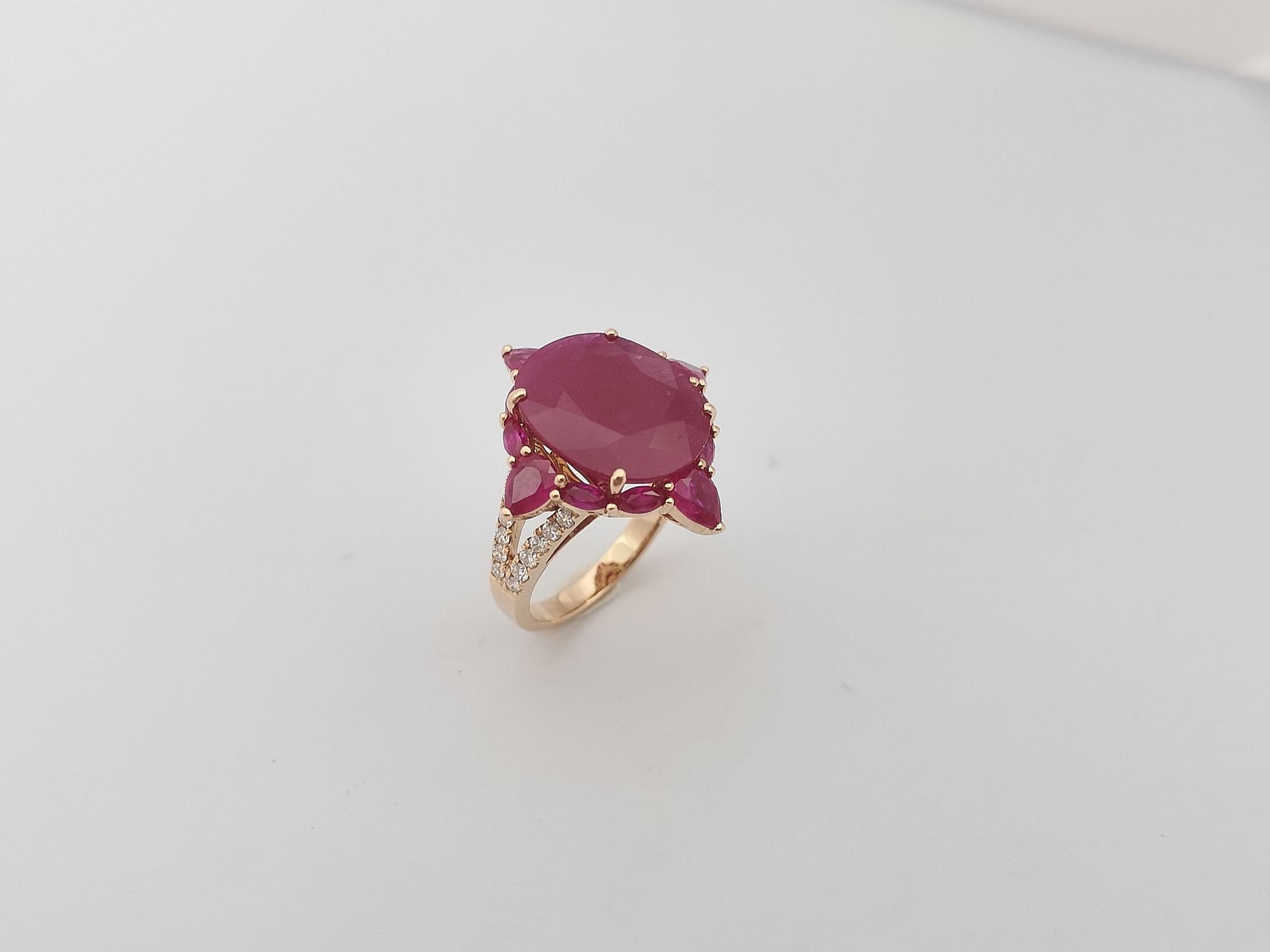 Ruby with Diamond Ring set in 18 Karat Rose Gold Settings For Sale 14