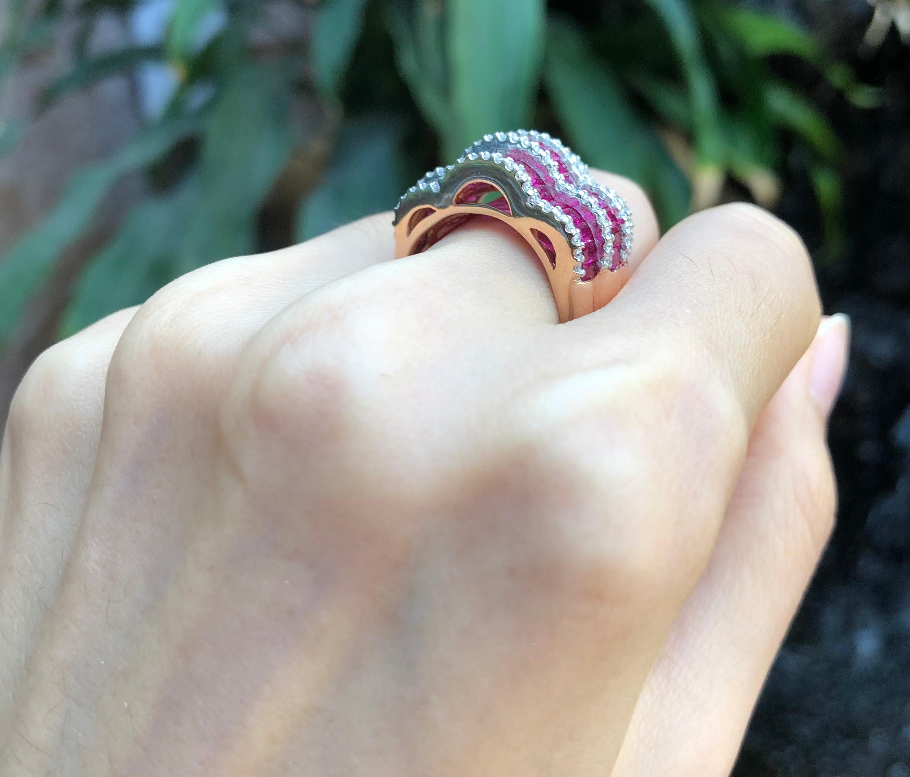 De las mujeres Anillo de rubí con diamantes engarzado en oro rosa de 18 quilates en venta