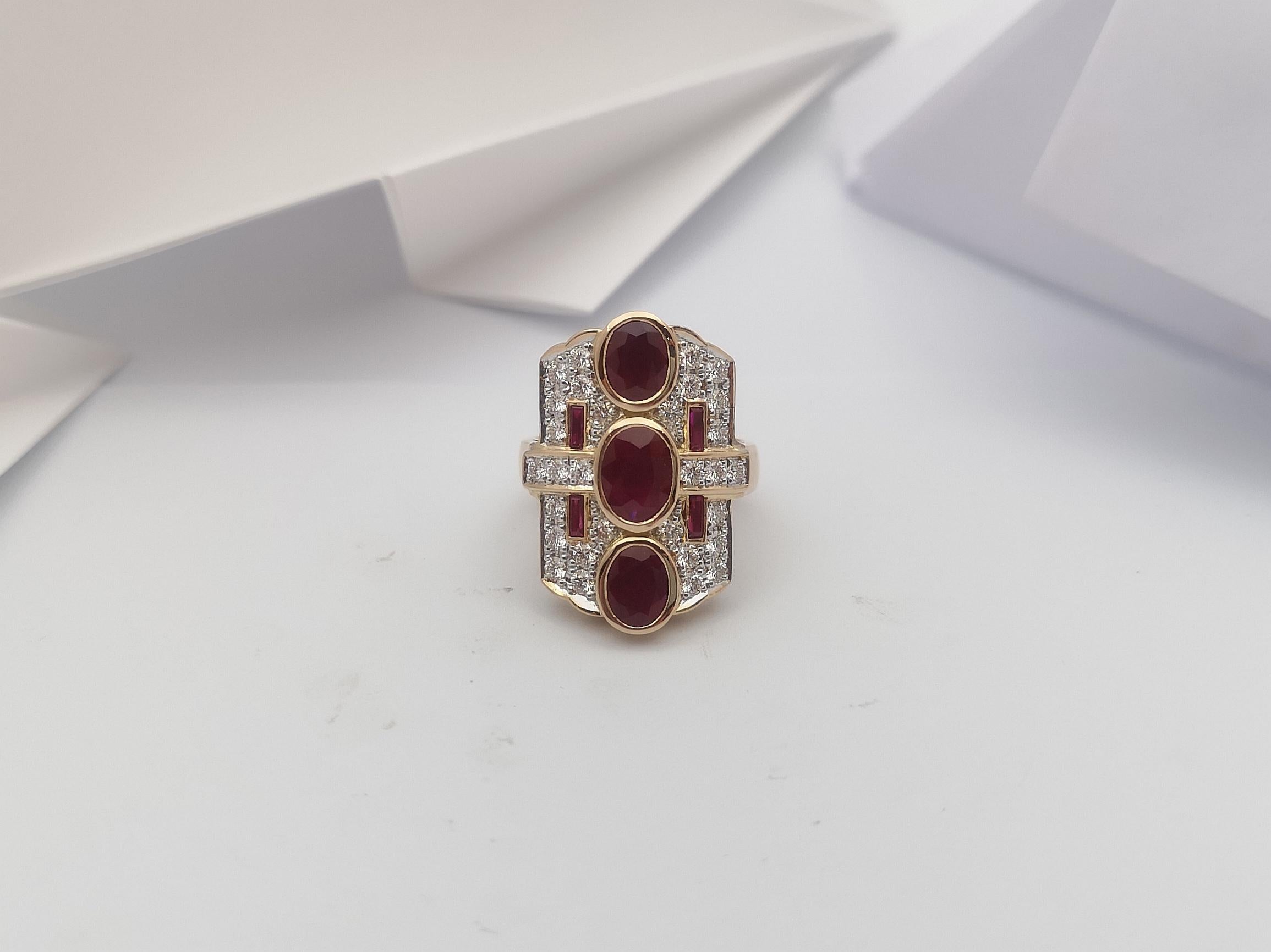 Ruby with Diamond Ring Set in 18 Karat Rose Gold Settings For Sale 1