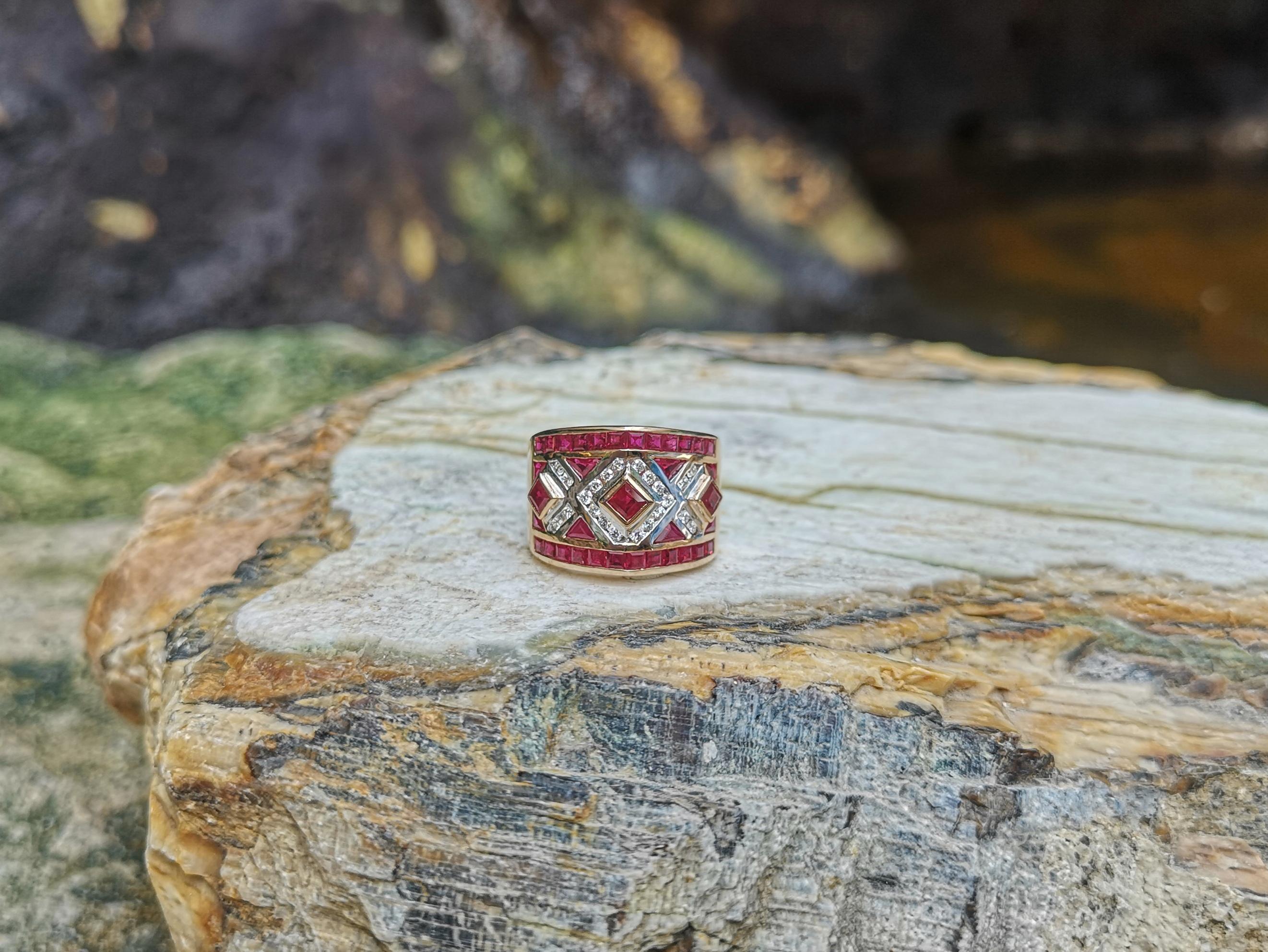 Ruby with Diamond Ring Set in 18 Karat Rose Gold Settings For Sale 2