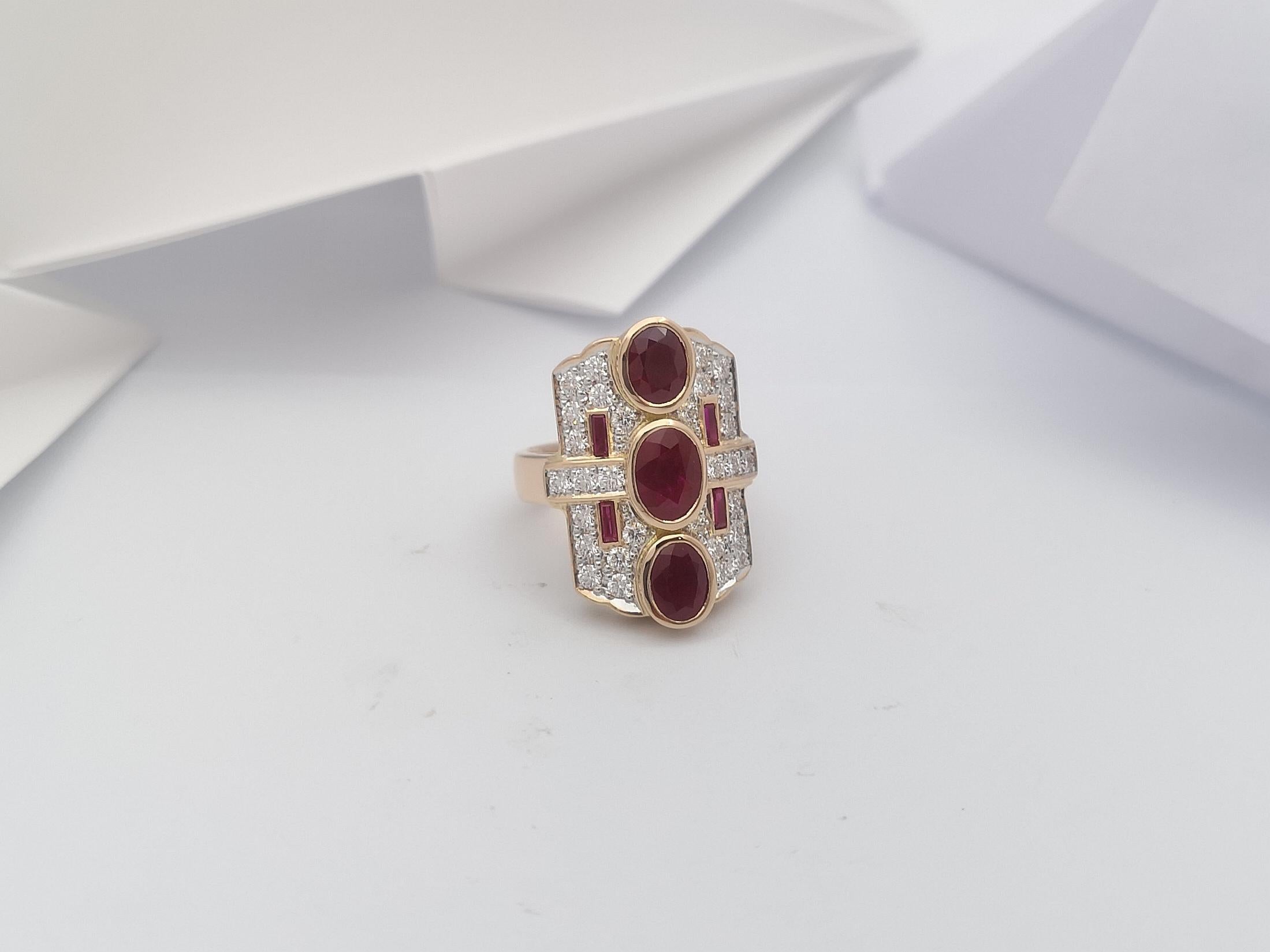 Ruby with Diamond Ring Set in 18 Karat Rose Gold Settings For Sale 3