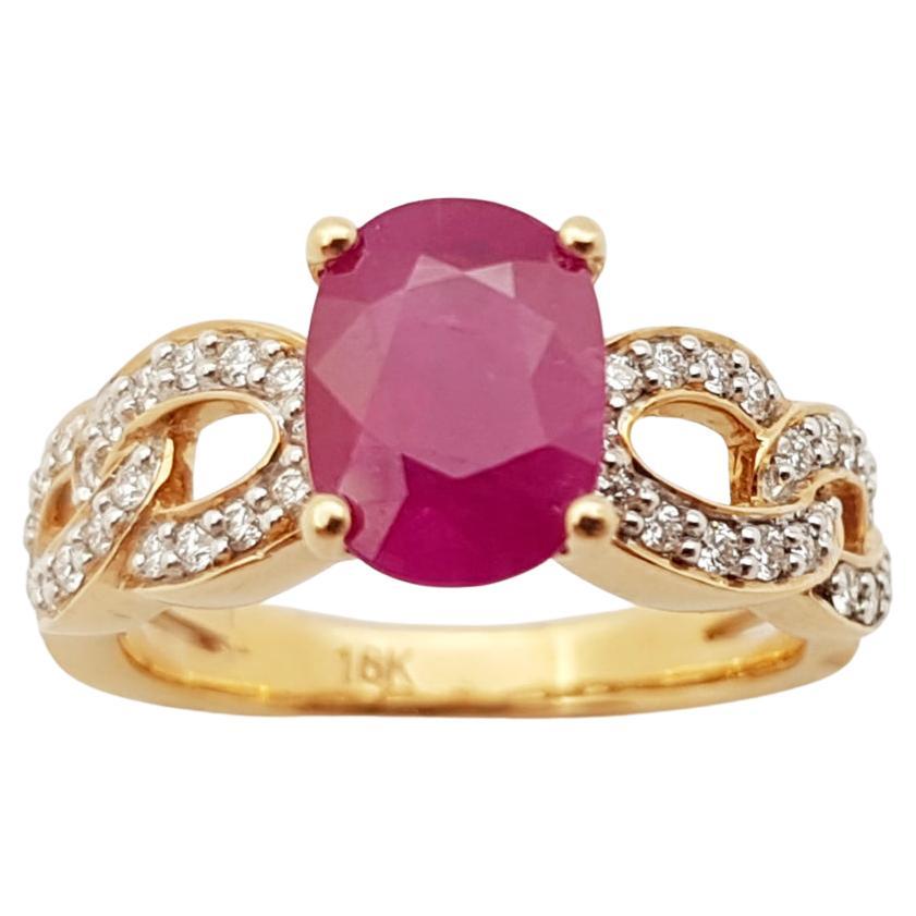 Rubellite with Diamond Ring Set in 18 Karat Rose Gold Settings For Sale at 1stDibs rubellite
