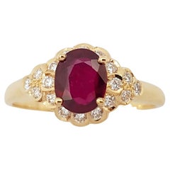 Ruby with Diamond Ring Set in 18 Karat Rose Gold Settings